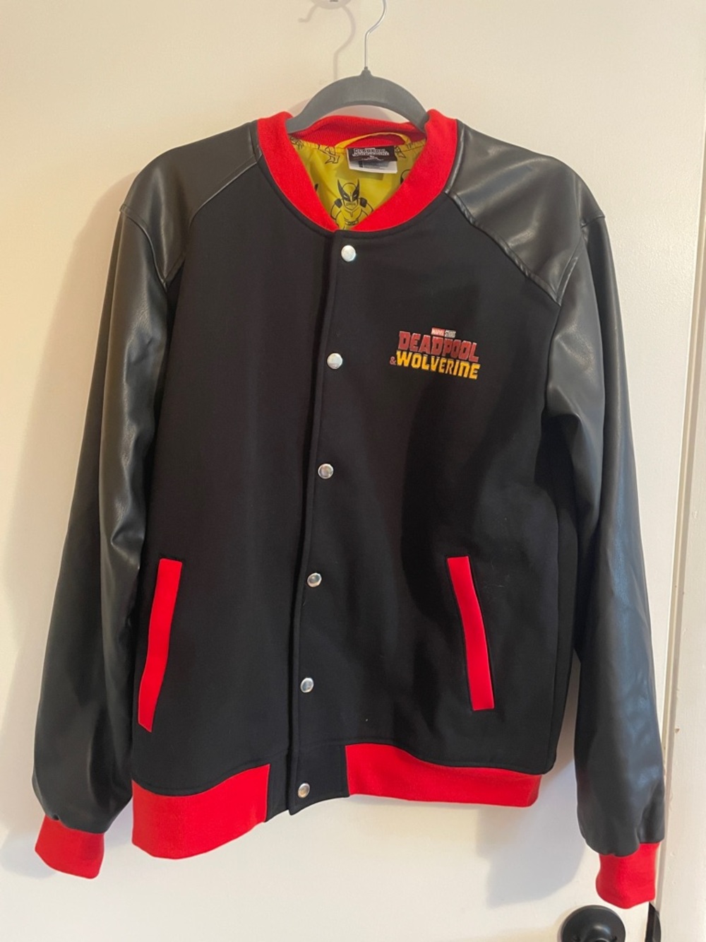 Marvel Black and Red Deadpool & Wolverine Letterman Jacket